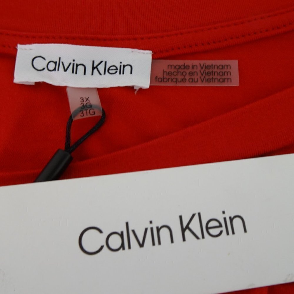 Calvin Klein Twist Front Knot Top Plus Women's 3X Red Long Sleeve Stretch - Picture 8 of 8